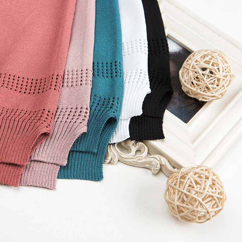 

Solid Sweater Women New Summer Short Sleeve Sweater Cardigan Korean Style Outerwear Thin Hollow Knitwear Cardigans