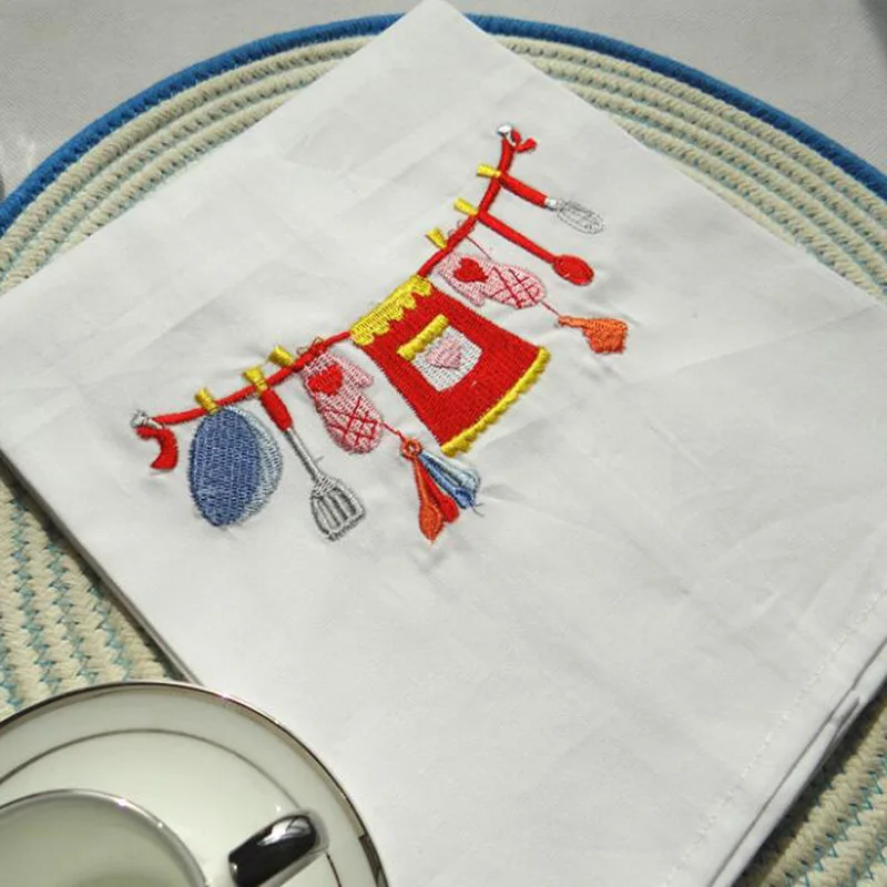 1 шт. 45x65 см вышитые Столовая салфетка хлопок Чай Кухня протирочная ткань для