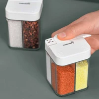 1pc seasoning box plastic transparent 4 grid pepper spice shaker salt jar condiment bottle kitchen storage gadgets