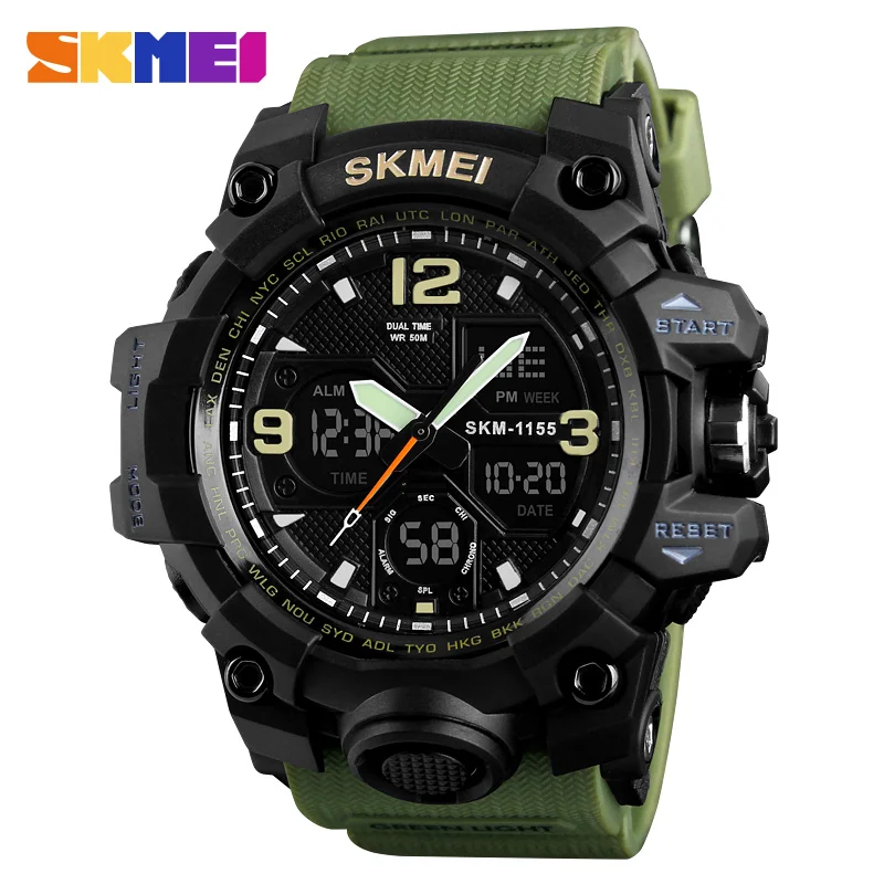 

SKMEI Quartz Watch For Men Digital LED Outdoor WaterproofMilitary Watches Fashion Sport Wristwatch Clock relogio masculino 1155