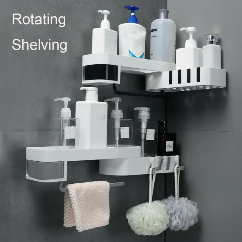 Вращающийся угловой стеллаж для хранения полка Ванная комната туалет бесшовные
