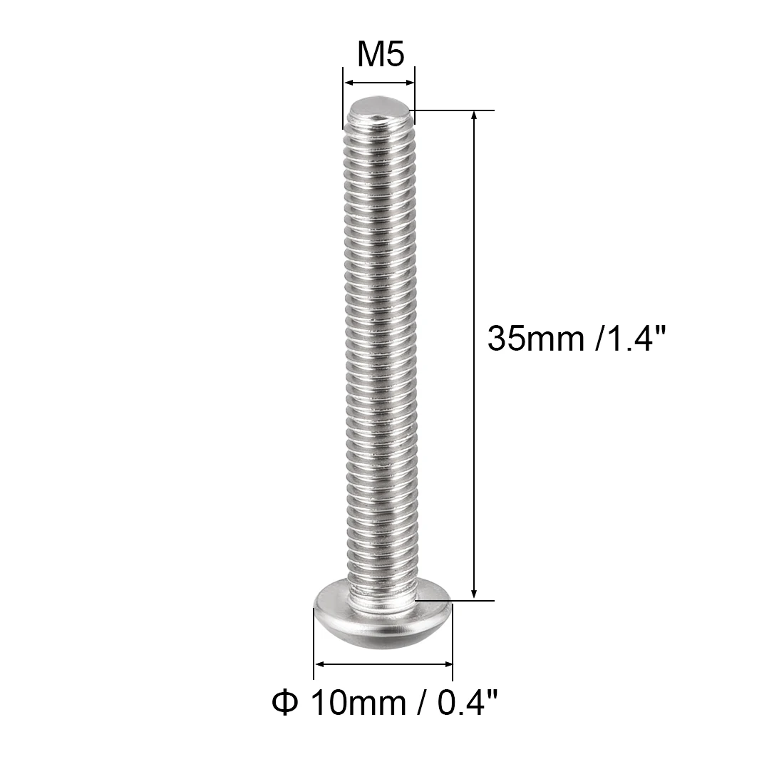 

uxcell M5x35mm Machine Screws Hex Socket Round Head Screw 304 Stainless Steel Fasteners Bolts 10pcs