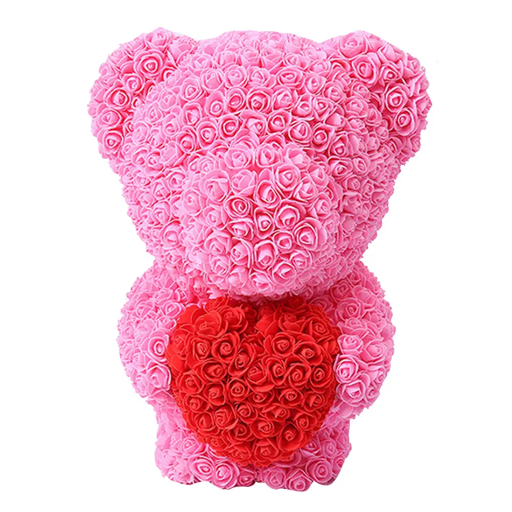 Pink Stand Bear 40CM 40 см Роза медведь Роза цветок искусственный медведь розы Rabit Украшение DIY Рождество год подарки для женщин Валентина подарочная коробка - Цвет: Pink Stand Bear 40CM