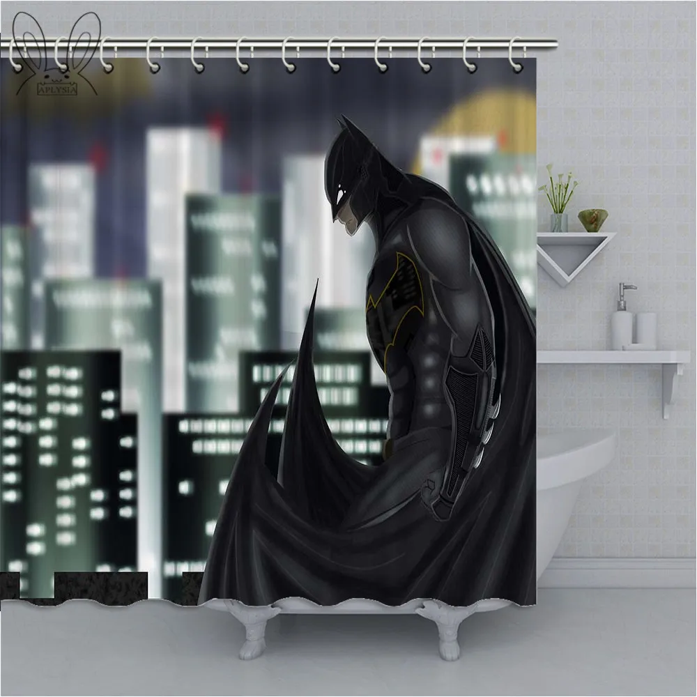 Популярные занавески для ванной комнаты с принтом логотипа Бэтмена Детские