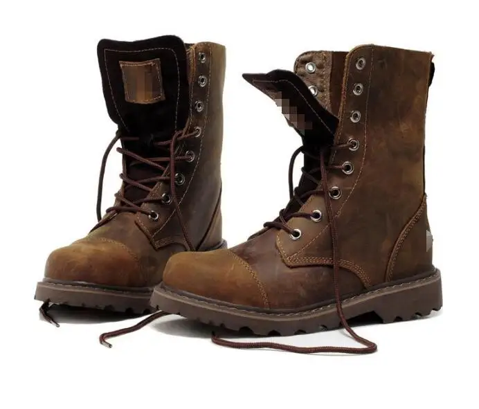 

2018 new men boots real leather winter outdoor desert shoes motorcycle boots Retro design fashion mid calf boot 39-44 plus size