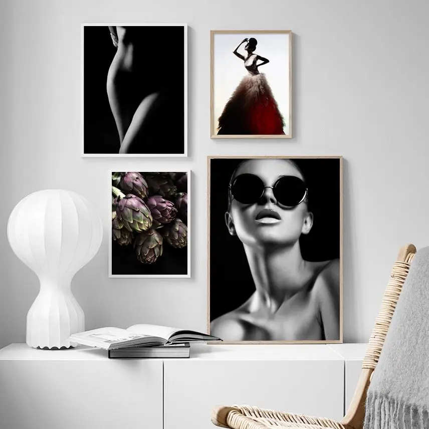 Модные женские картины на холсте элегантные фотографии черные и белые плакаты