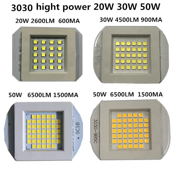 Полный Вт светодиодный COB 3030 мощностью 10 Вт, 20 Вт, 30 Вт, 50 Вт 1500MA 32V 6500LM 1500MA светодиодный чип-диод 50 Вт высокой мощности Светодиодный светильник для уличный светильник
