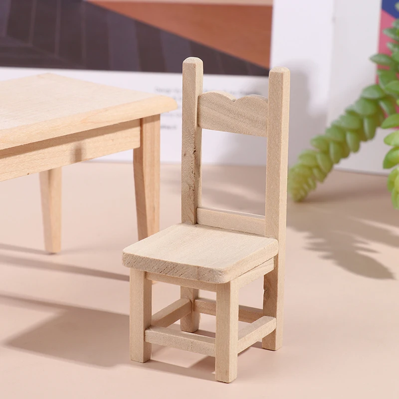 

New 1:12 Dollhouse Miniature Wooden Chair Model Furniture Accessories Toys