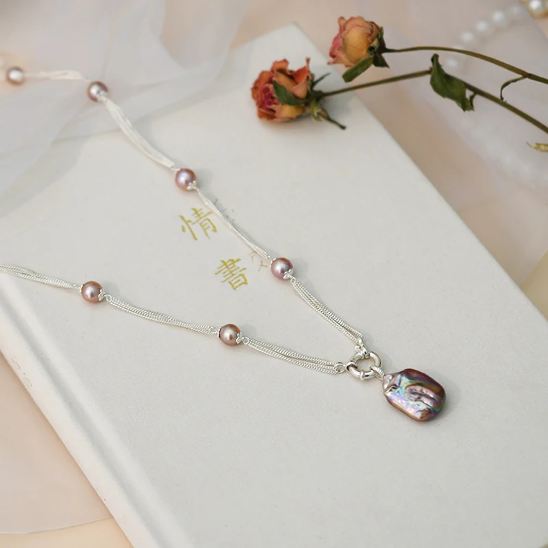 Женское ожерелье из серебра 925 пробы с натуральным пресноводным жемчугом |