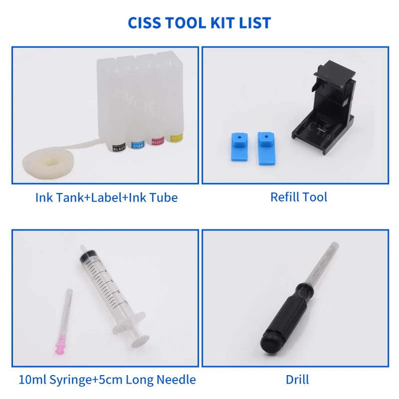 KMCYinks Bulk Ciss Ink System Tank for HP 140 for HP140 for Photosmart C4583 C4283 C4483 C5283 D5363 Printer Cartridge Diy kit images - 6