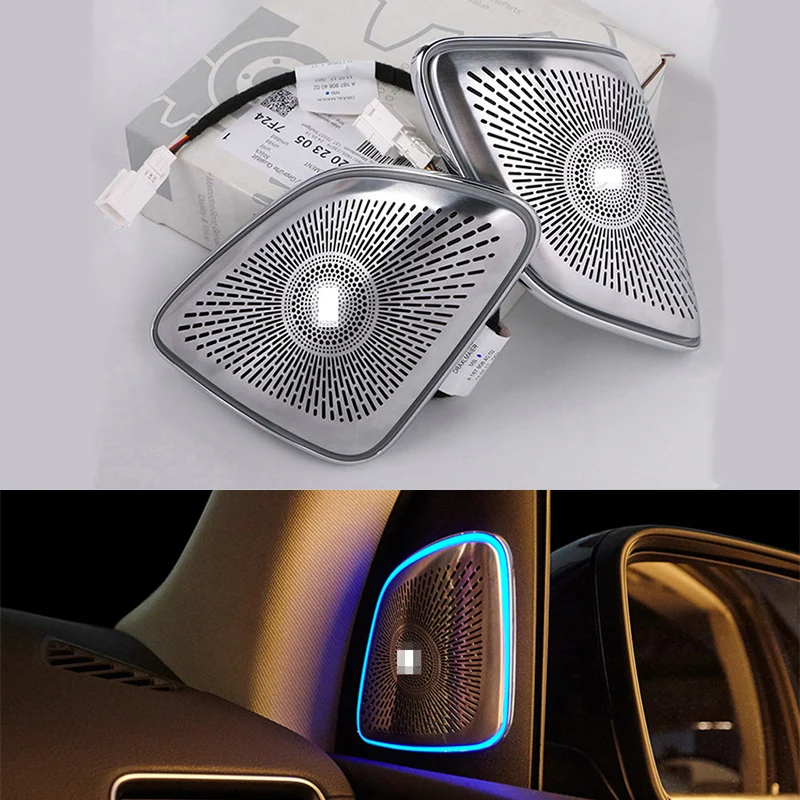 

Car Styling 3D Speaker Rotary Treble Tweeter Cover Atmosphere Light Cover For Benz GLE W167 GLE350 GLE450 2020 Light Accesorie