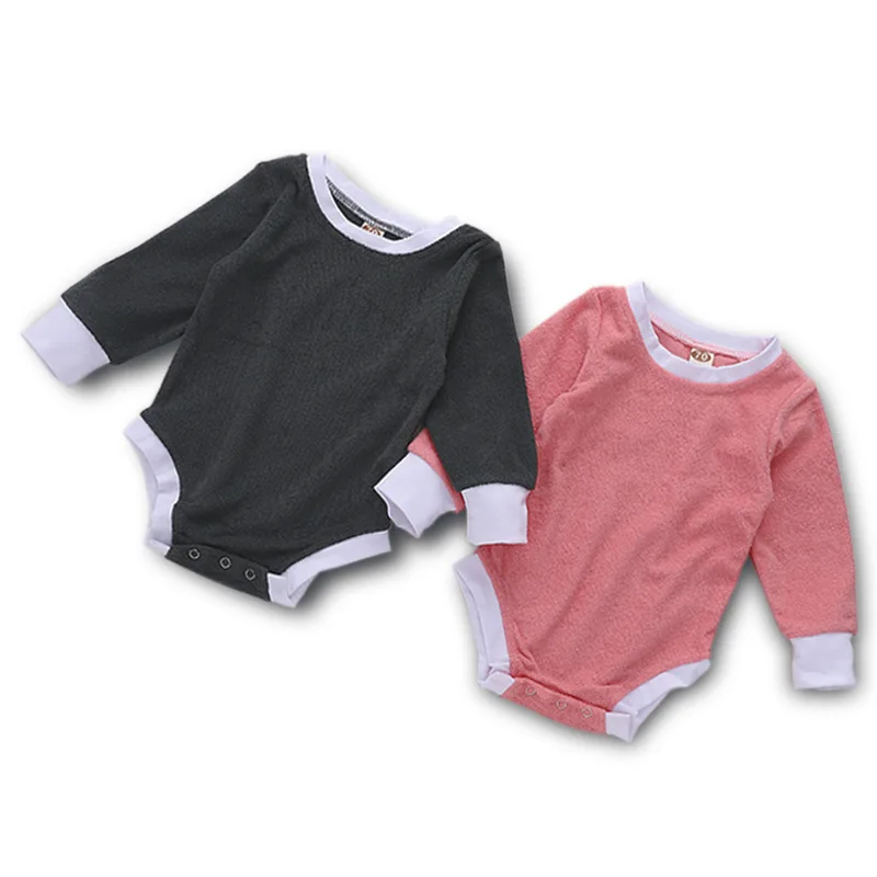 Модный боди комбинезоны для новорожденных милые однотонные с длинными рукавами