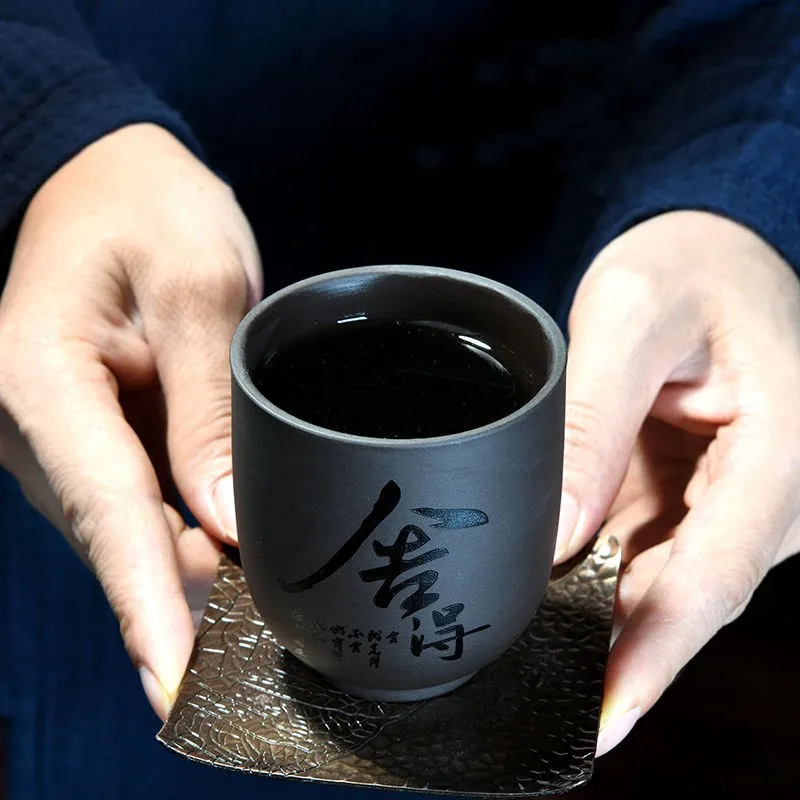 

Yixing Purple Clay Teacups 130MLHand Made Purple Mud Tea Cup Chinese Kung Fu Tea Set Natural OreCreative Purple Clay Teacups