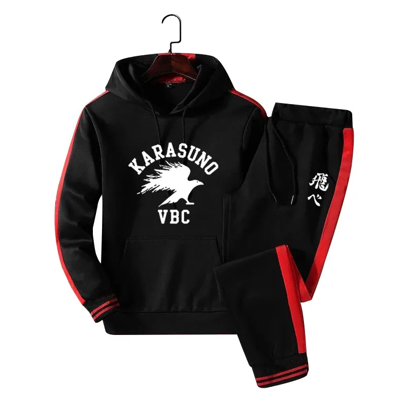 Мужские спортивные толстовки и длинные брюки Haikyuu комплект одежды из 2 предметов