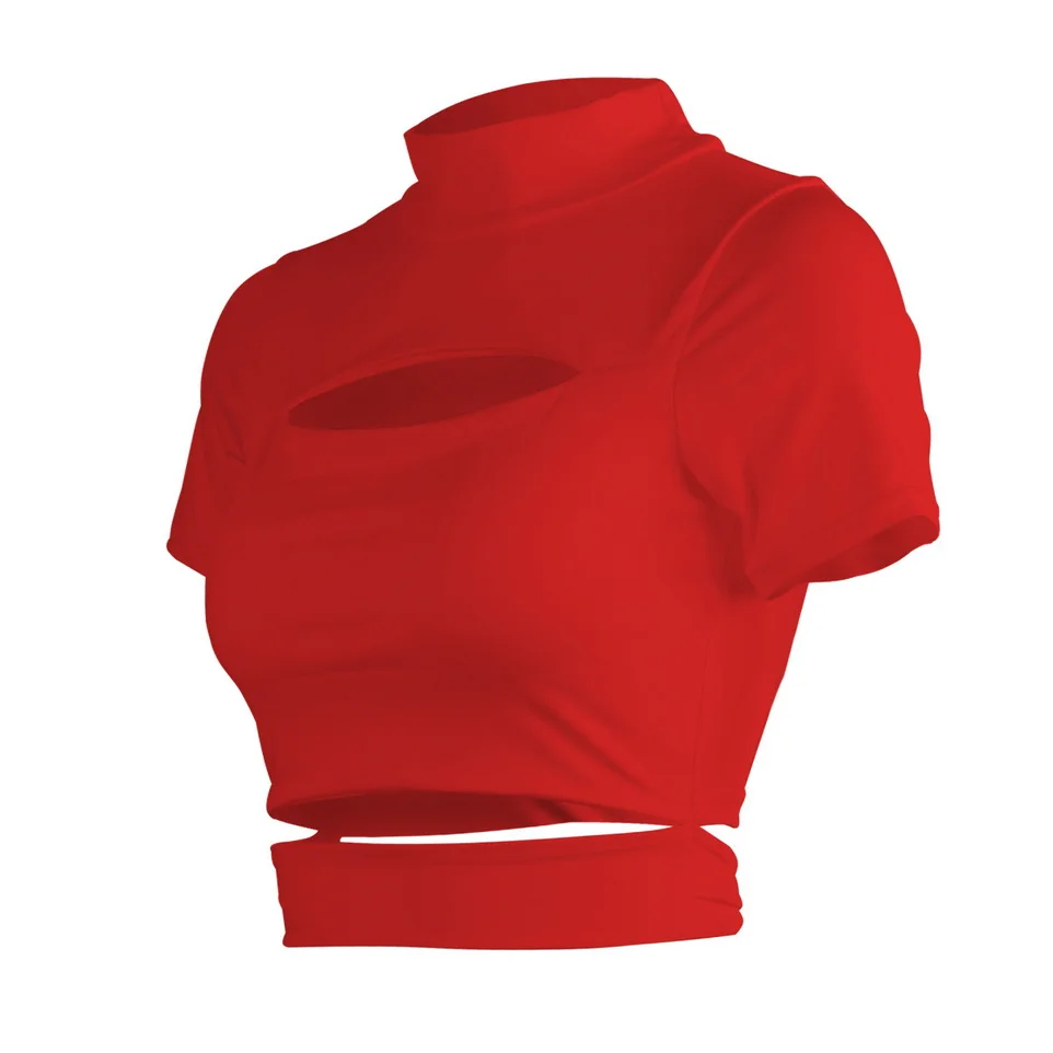 

Yoga Gothic Chest Hollow Out Sexy Women T-shirt Crop Top Green Black Solid Slim Tank Tops Tee Shirt Female Casual Camis