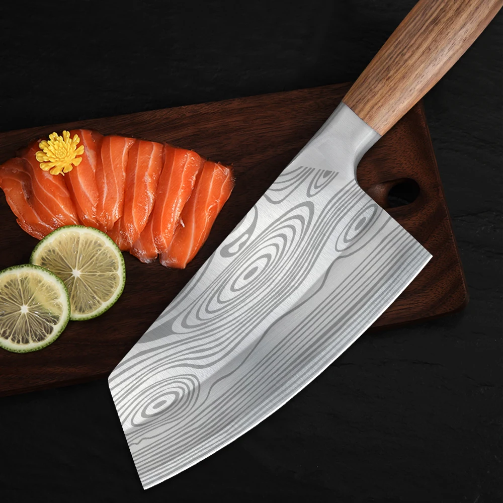 XYj Stainless Steel 8 Inch Pattern Blade Kitchen Cooking Knife Slicing Cutting Tool Multi-Function Accessory | Дом и сад