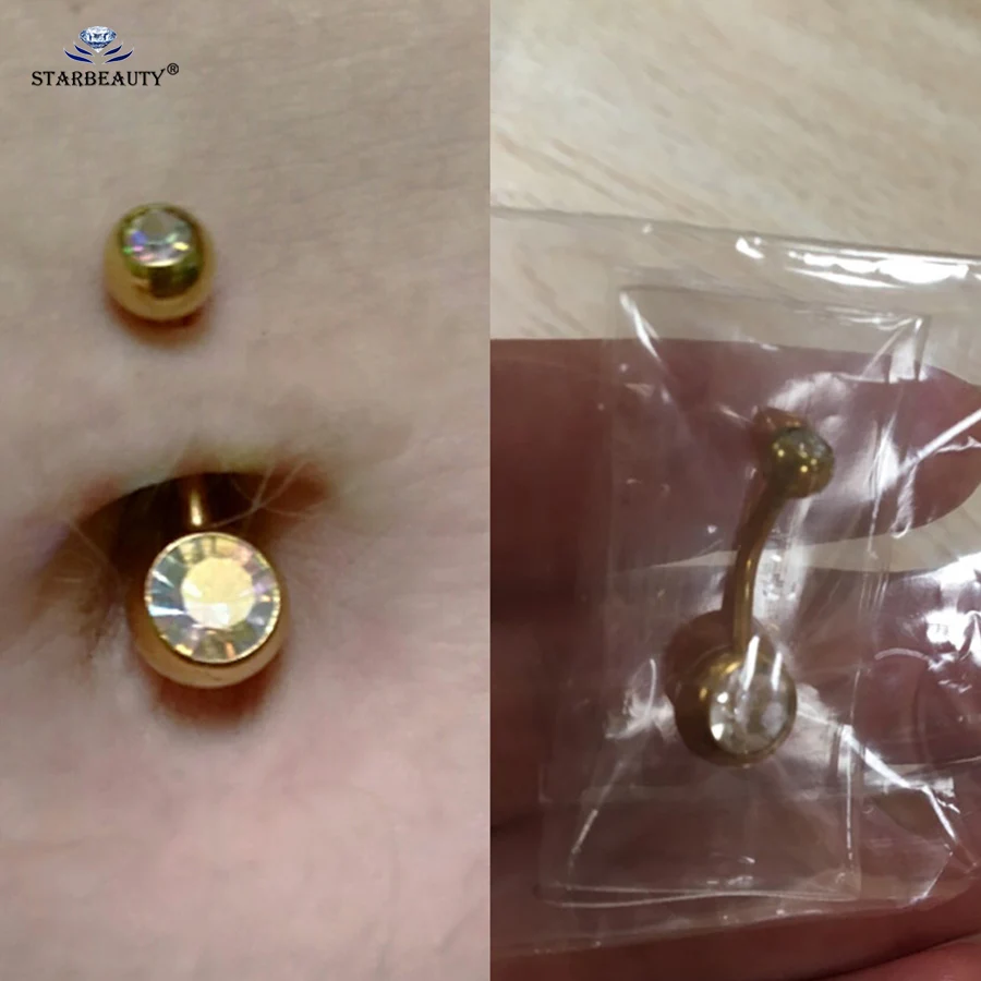 Starbeauty, 14 г, серебро, золото, цвет, бар, хрустальный шар, Пирсинг живота, женские серьги, пирсинг пупка, кольца для пупка, ювелирные изделия