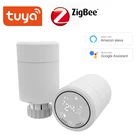Привод радиатора Tuya Smart ZigBee, программируемый термостатический клапан, регулятор температуры, голосовое управление через Google