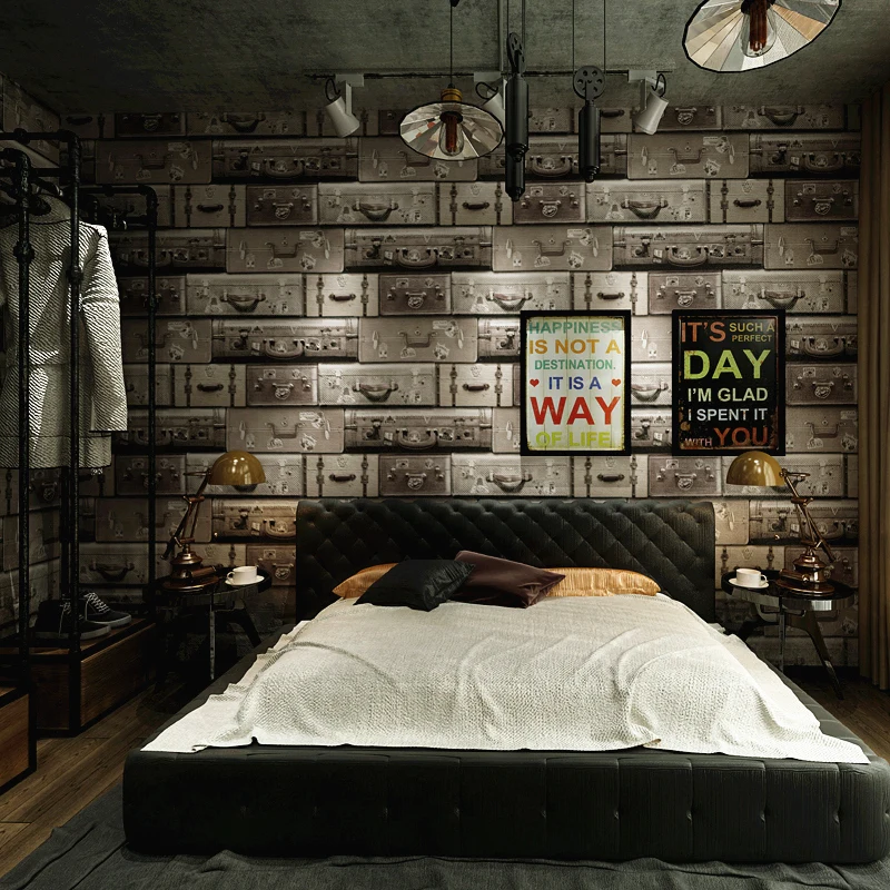 3d винтажные кожаные чемоданы модные обои рулон для украшения кафе магазина