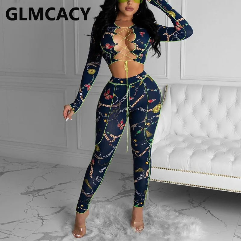 Женские шикарные облегающие костюмы из двух предметов короткий топ на шнуровке и