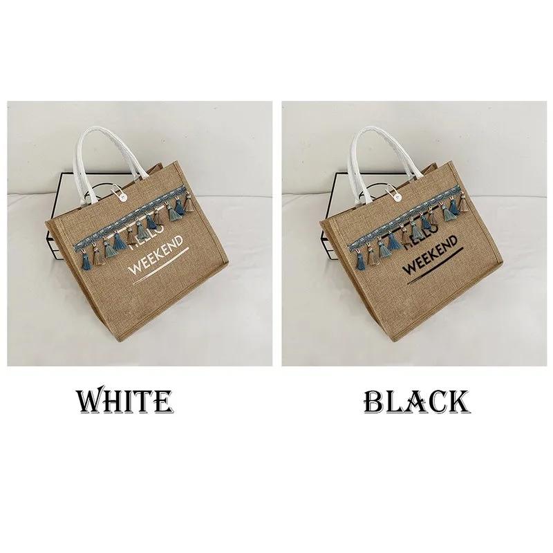 

High Quality Women Linen Tote Large Capacity Female Casual Shoulder Bag Lady Daily Handbag Fresh Summer Beach Shopping Bag 2021