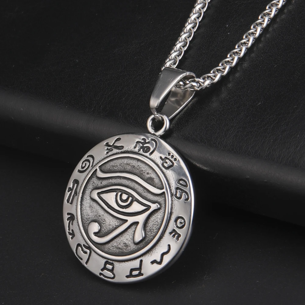 

Egypte Antique The Eye Of Horus Pendant Necklaces For Men Women Viking Evil Eye Necklace Chain Gold Color Stainless Steel Amulet