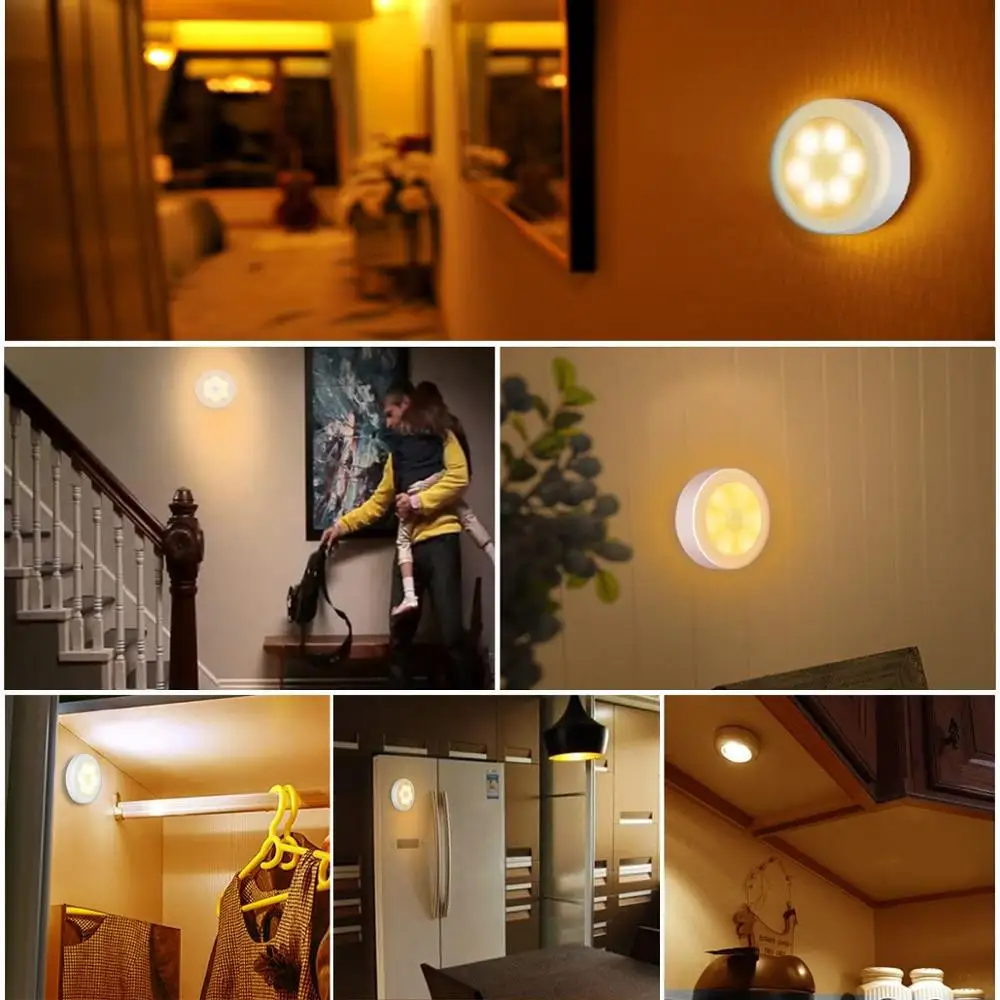 

Dersoy Bead Sensor Cabinet Lights PIR Motion LED Bulbs Auto On and Off Closet Battery Power For home Wall Lamp Cabinet Stair