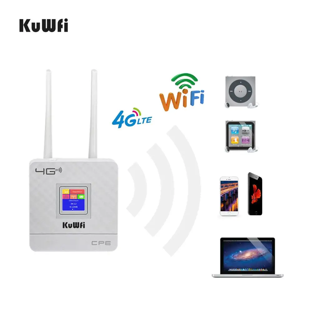 KuWfi 150 Мбит/с беспроводной роутер CPE 4G sim карта Wifi CAT4 LTE FDD/TDD разблокировочный с