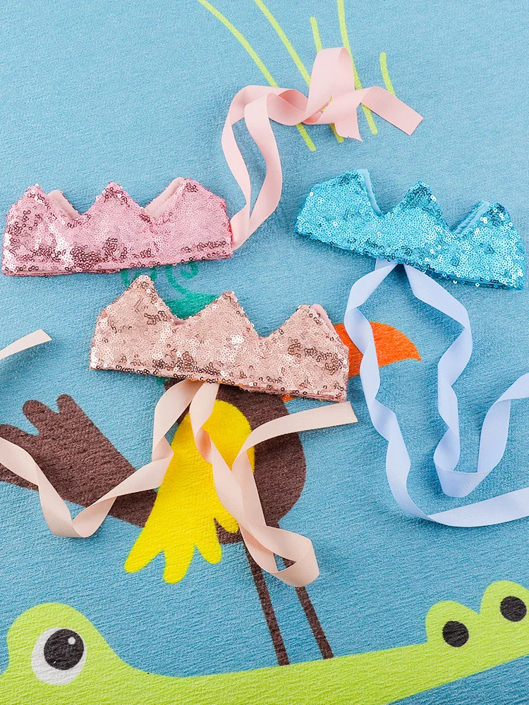 Creative children Princess Prince Crown Hat baby birthday party tiara dress personality sequined hat hairband | Дом и сад