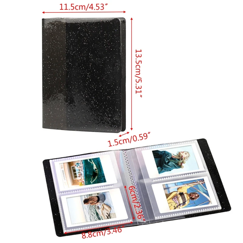 

64 Pockets 3 Inch Quicksand Photo Album Mini Instant Picture Storage Organizer