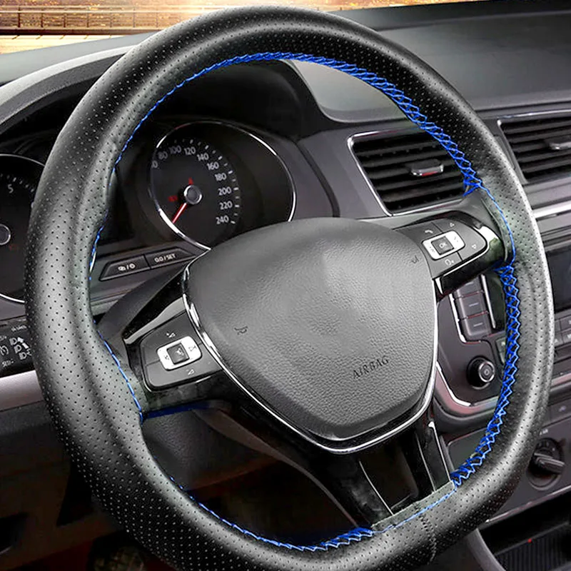 

Universal Hand Stitched Braid Auto Steering Wheel Cover 38CM For Lada Granta Vesta Kalina Priora Vaz Steering Cover Couvre