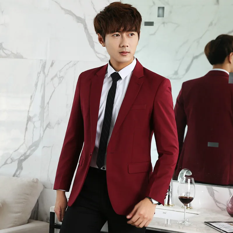 Мужской красный костюм приталенный Свадебный повседневный мужской блейзер с