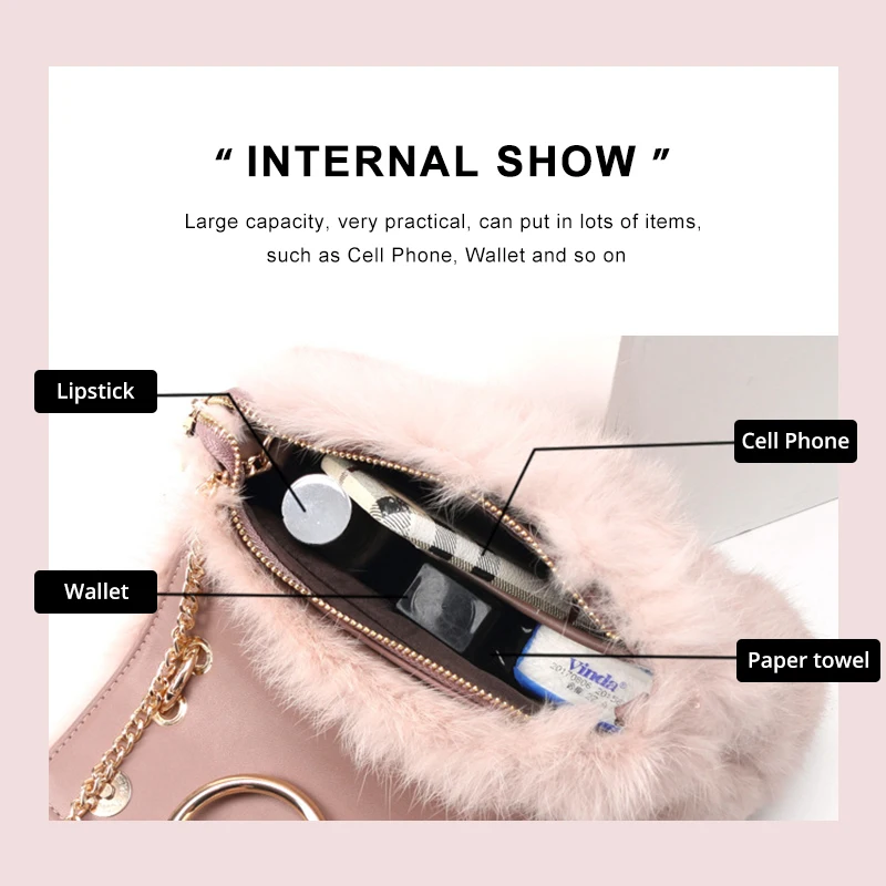 Женская сумка-Кроссбоди из натурального кроличьего меха с верхней ручкой | Багаж