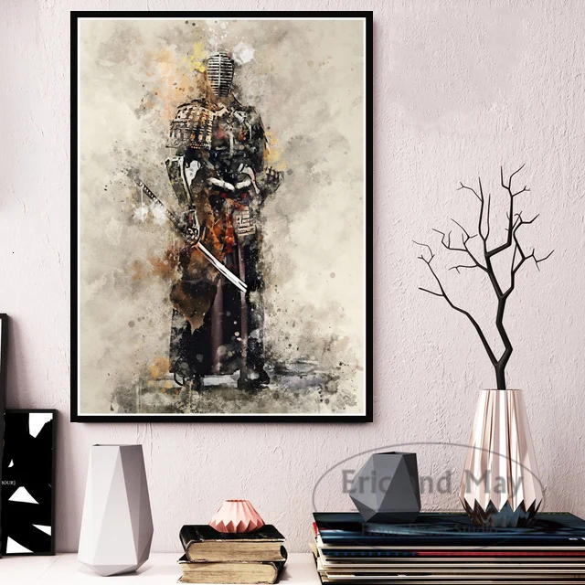 Армированный Самурай популярная японская аниме Картина на холсте плакаты и