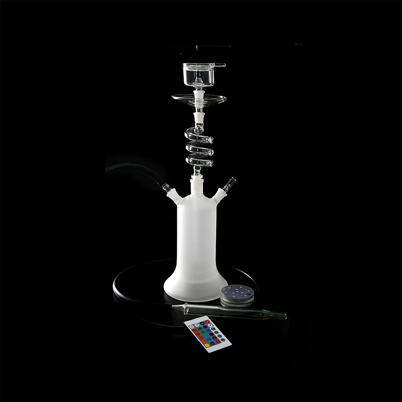 Белый цвет стекло наргиле твирл кальян матового цвета кальян спираль с водонепроницаемым светодиодом и пультом дистанционного управления EPE безопасная посылка