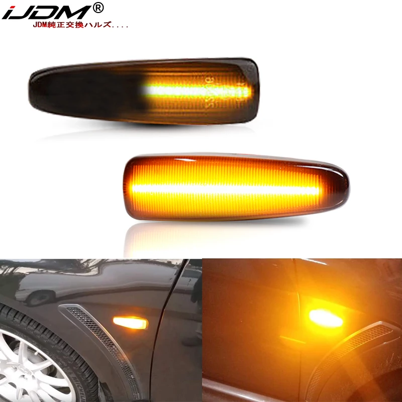 

iJDM Sequential Blink Amber LED Side Marker Light For Mitsubishi Lancer Evo X Mirage Outlander Sport,Replace OEM Sidemarkers 12v