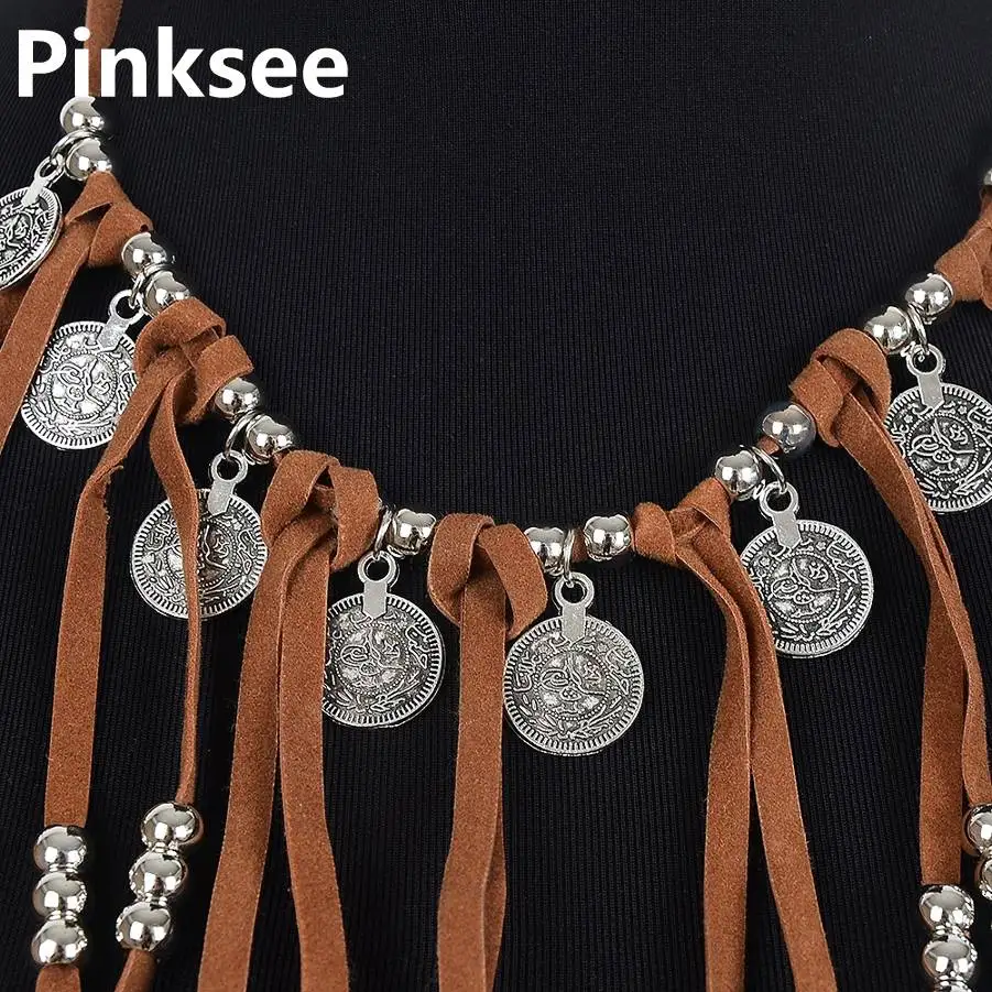 Женское Ожерелье из искусственной замши в богемном стиле длинное кожаное