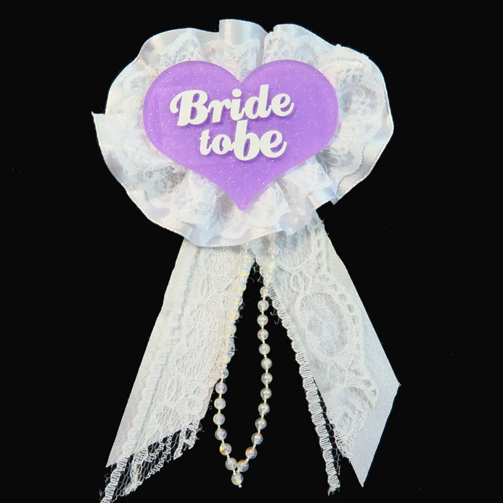 6 шт. фиолетовые блестящие значки белая кружевная лента брошь Подружка невесты