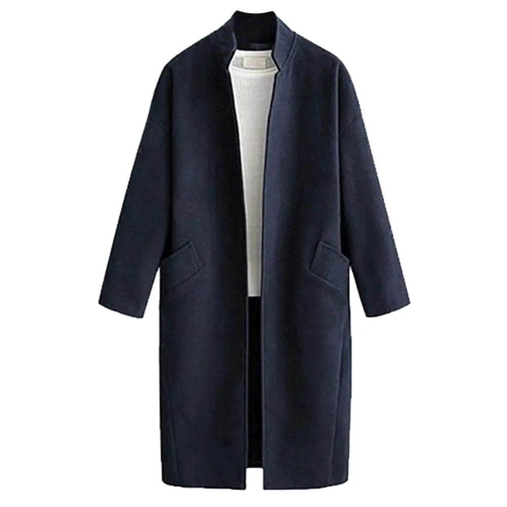 2019 женское Шерстяное модное осеннее зимнее однотонное пальто с длинным рукавом и
