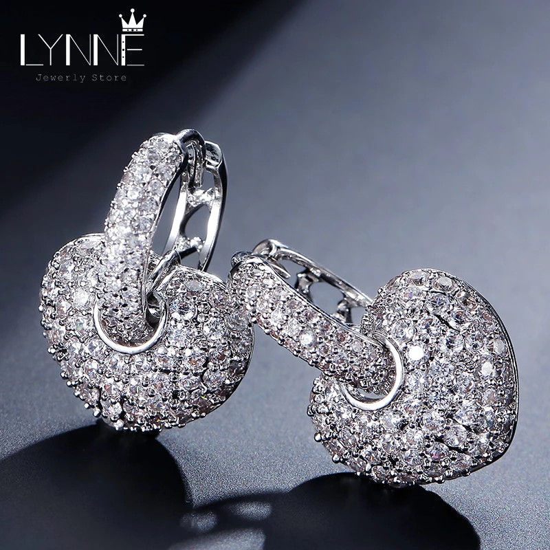 Подвеска в форме сердца стиле панк-рок с цирконием серьги-кольца двойного