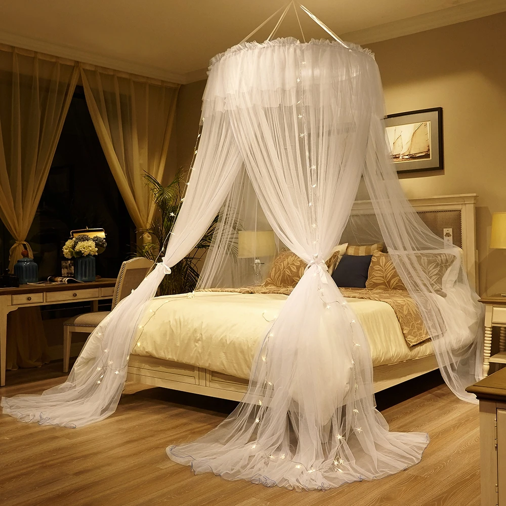 

Bedding Thicken Yarn Bed Valance Anti-Mosquito Decor Bed Cover Princess Mosquito Net For Girls Romantic Mosquito Net Hung Dome