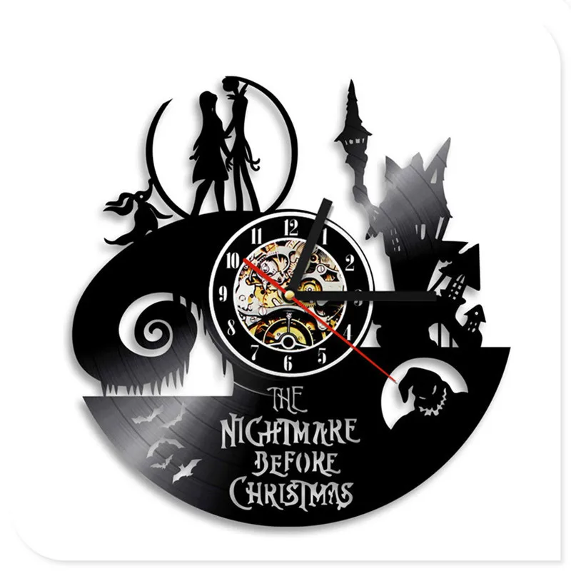 Хэллоуин Skellington черный виниловый CD 3D настенные часы Ночная кобыла перед рождественские украшения для поделок для дома - Цвет: 5