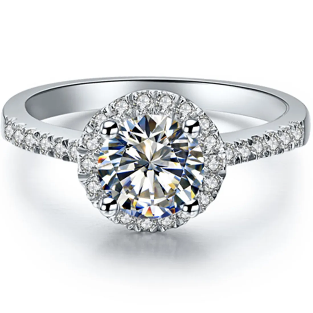 

Test Positive Silver Ring Heart PatternMoissanite 0.5CT Diamond Ring for Women Engagement Female Silver Ring Wedding Gold Stamp