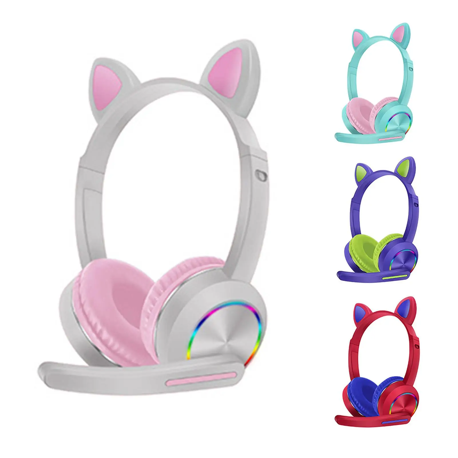 

HOT SALESï¼ï¼ï¼New Arrival AKZ-K23 Bluetooth 5.0 Wireless Luminous Cartoon Cat Ear Shape Headphone with Mic