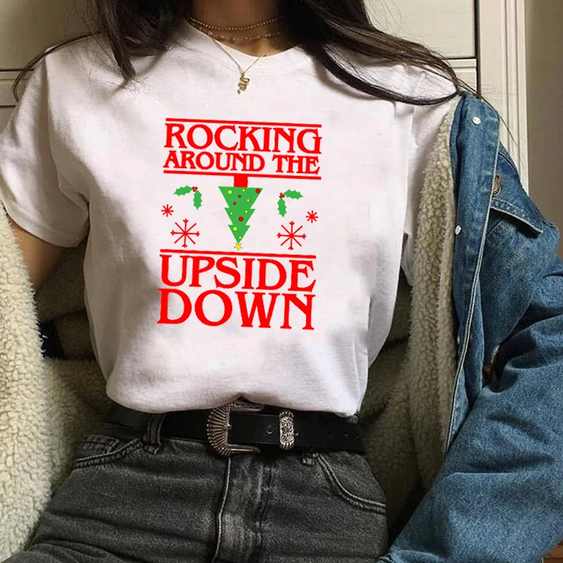 Женская модная Новогодняя одежда с принтом Merry Christmas женская футболка Kawaii футболка Camisas панк женские футболки