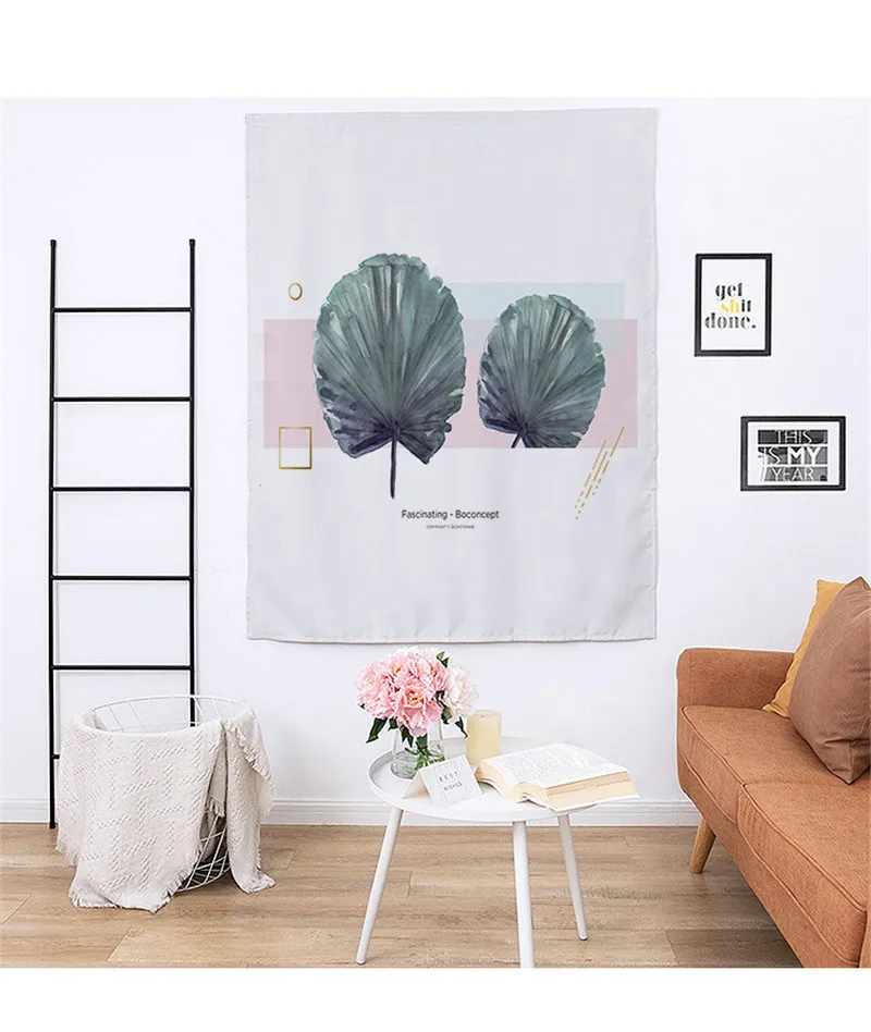 

Bedroom Curtain Leaves Pattern Shading Living Room Curtain Modern Pasteable Curtain Cloth Home Decoration Without Punching