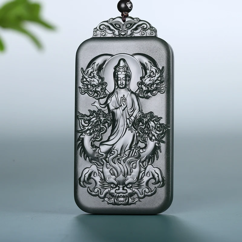 Прямая поставка Hetian Нефритовый дракон Гуаньинь ожерелье кулон ювелирные изделия