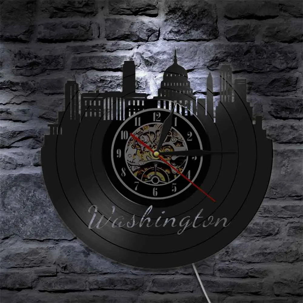 Настенные часы с виниловой пластиной Сиэтл Вашингтон сильная башня | Дом и сад