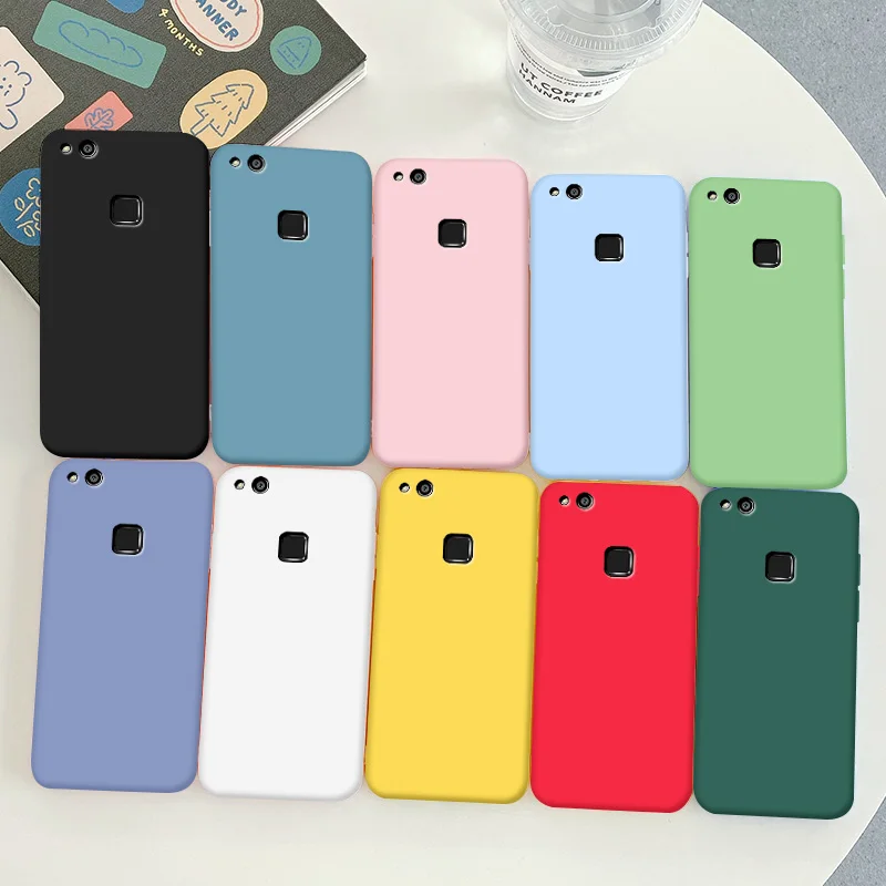 

For Huawei P10 Lite Case Soft TPU Silicone Case Macaron Colors Candy Black Simple Phone Back Cover