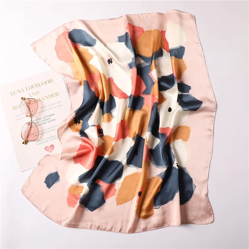 Модные шарфы для женщин с принтом атласный шелковый шарф женский 70*70 см